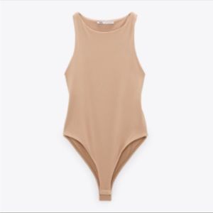 ZARA NUDE HALTER NECK SPANDEX BODYSUIT